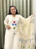 Off White Cotton Silk Dress for Women