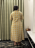 Biege and Maroon Hand-mirror work cotton kurti set