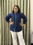 Navvy Blue Pure Jamdani Cotton Short Top