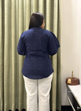 Navvy Blue Pure Jamdani Cotton Short Top