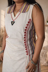 Khadi Cotton with Handweaving Sleeveless Kurta & Palazzo Set