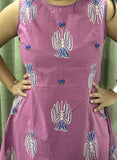 Pink & Blue Cotton 2 Piece Kurti Set With Sleeveless Kurti & Geometric Pants