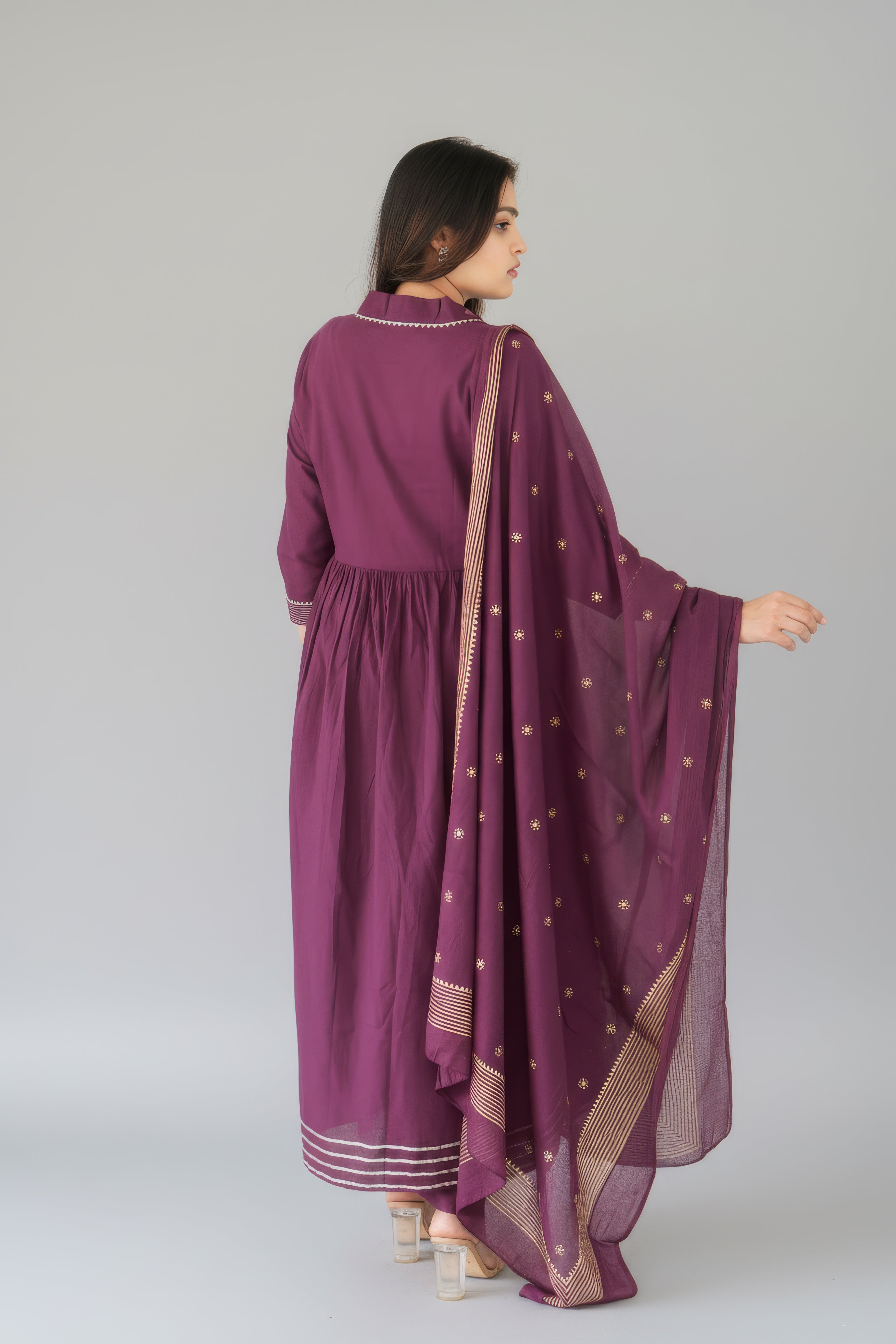 Wine Cotton Dress for Women