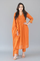 Rust Cotton Dress – Casual Ethnic Wear