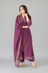 Wine Cotton Dress for Women