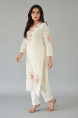 Off White Cotton Chikankari Dress