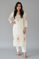 Off White Cotton Chikankari Dress