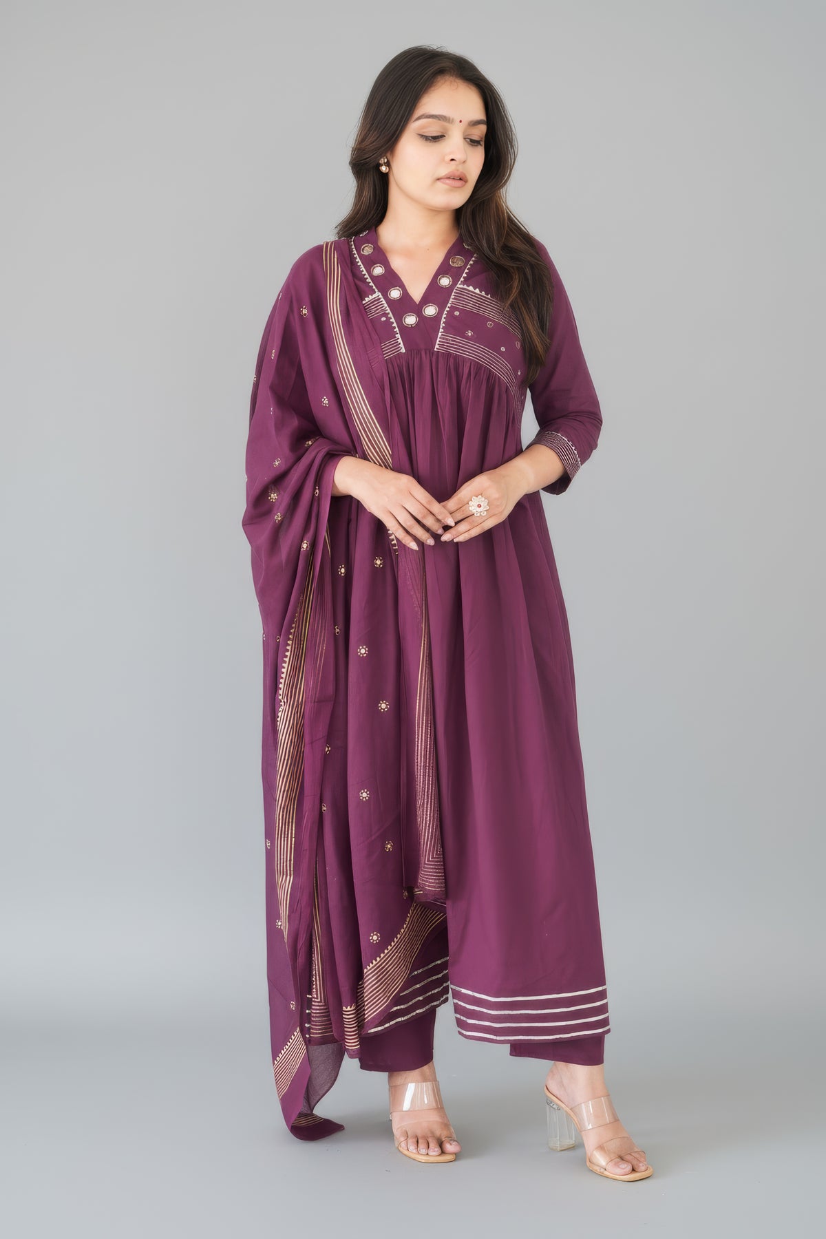 Wine Cotton Dress for Women